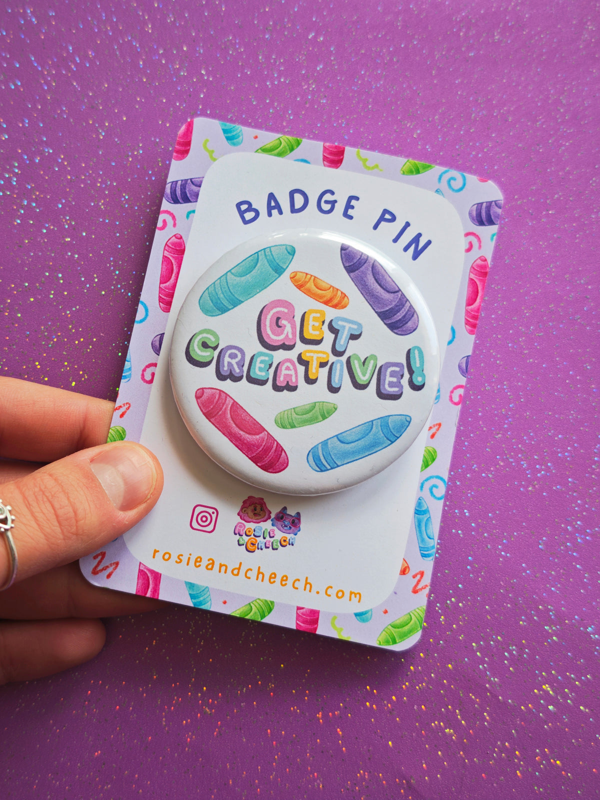 Large Circle 'Get Creative!' Badge Pin