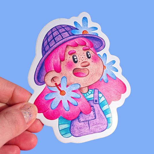 Large Sticker - Rosie in a sun hat