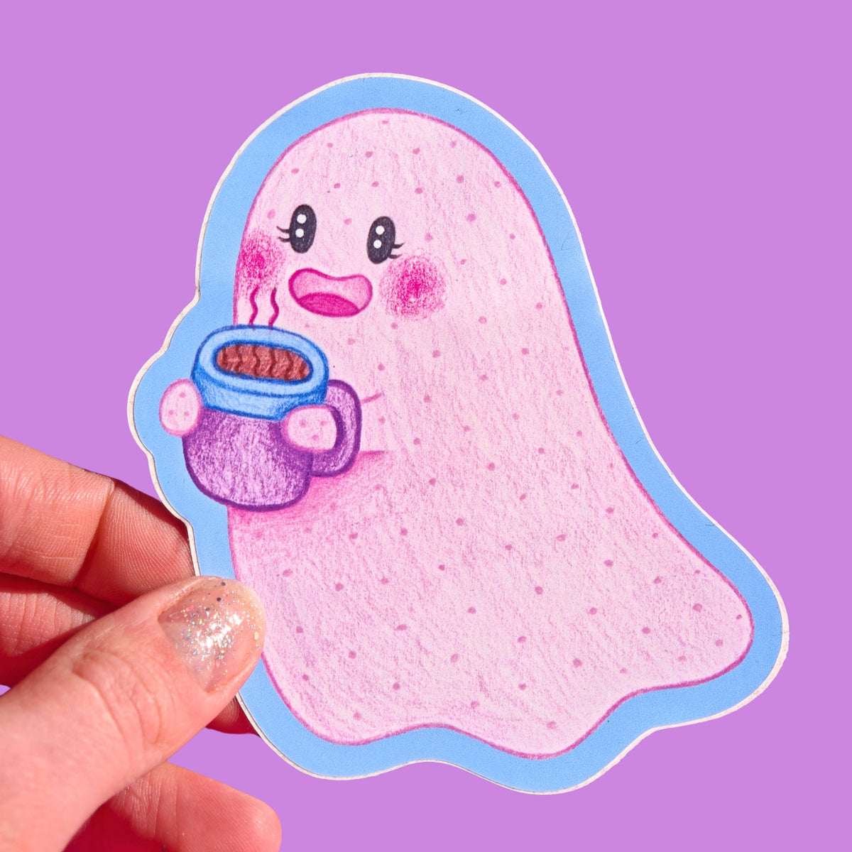 Large Sticker - Marshmallow with a cuppa