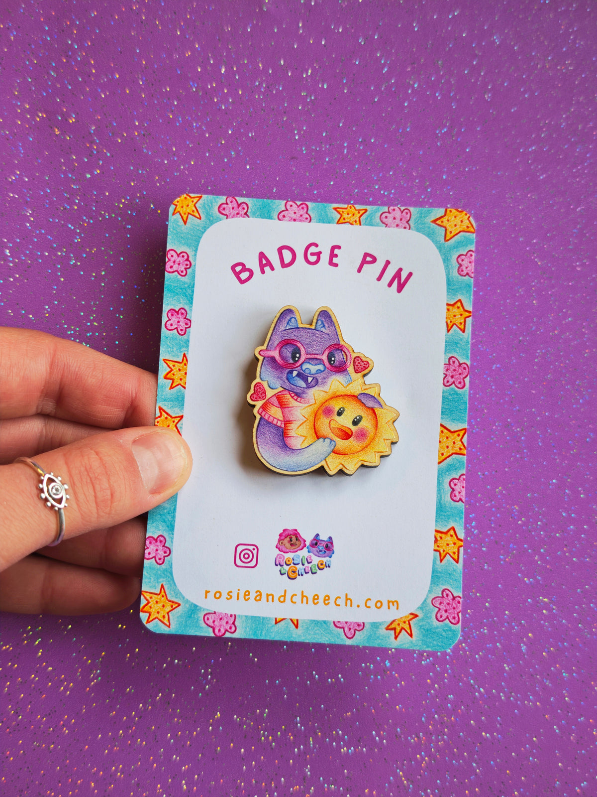 Wooden Cheech Cat and Sun Pin