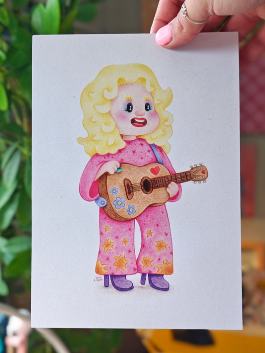 Dolly Parton🦋 - Signed Art Print | A5