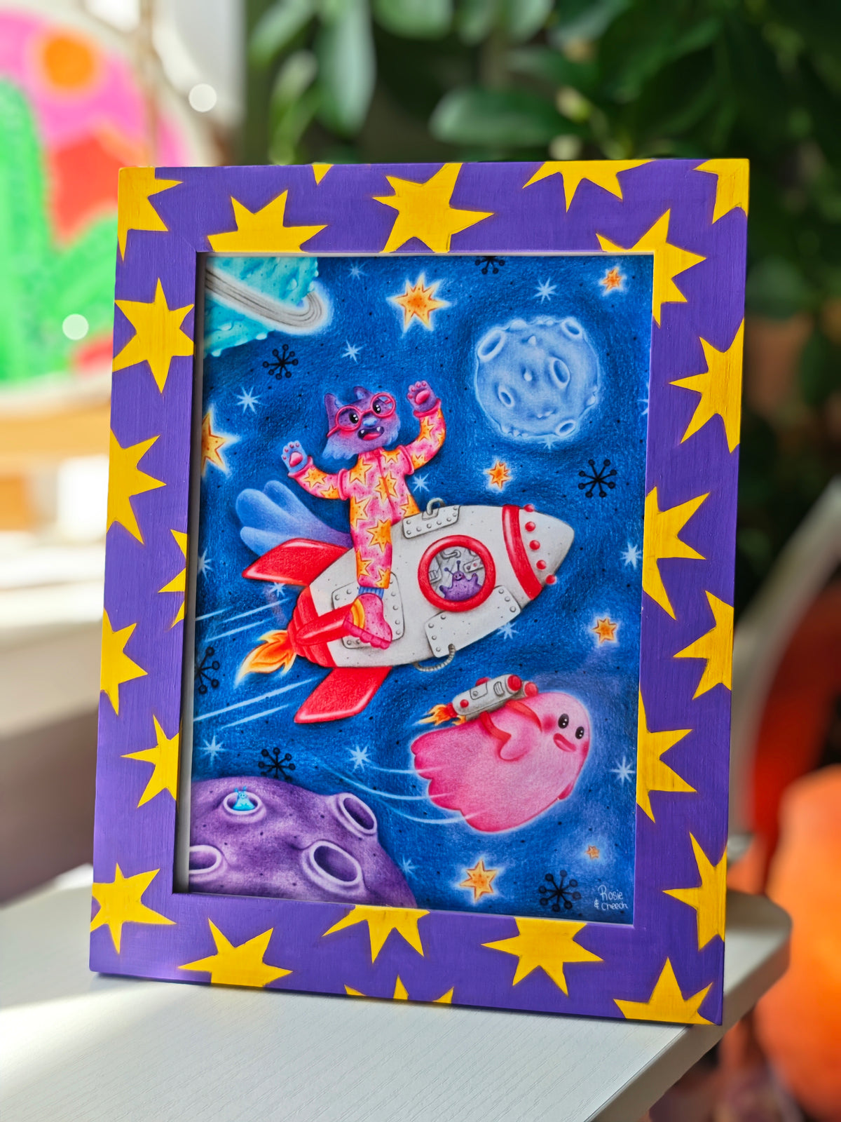Space Quest One - Signed Art Print in Hand Painted Frame | 5x7"
