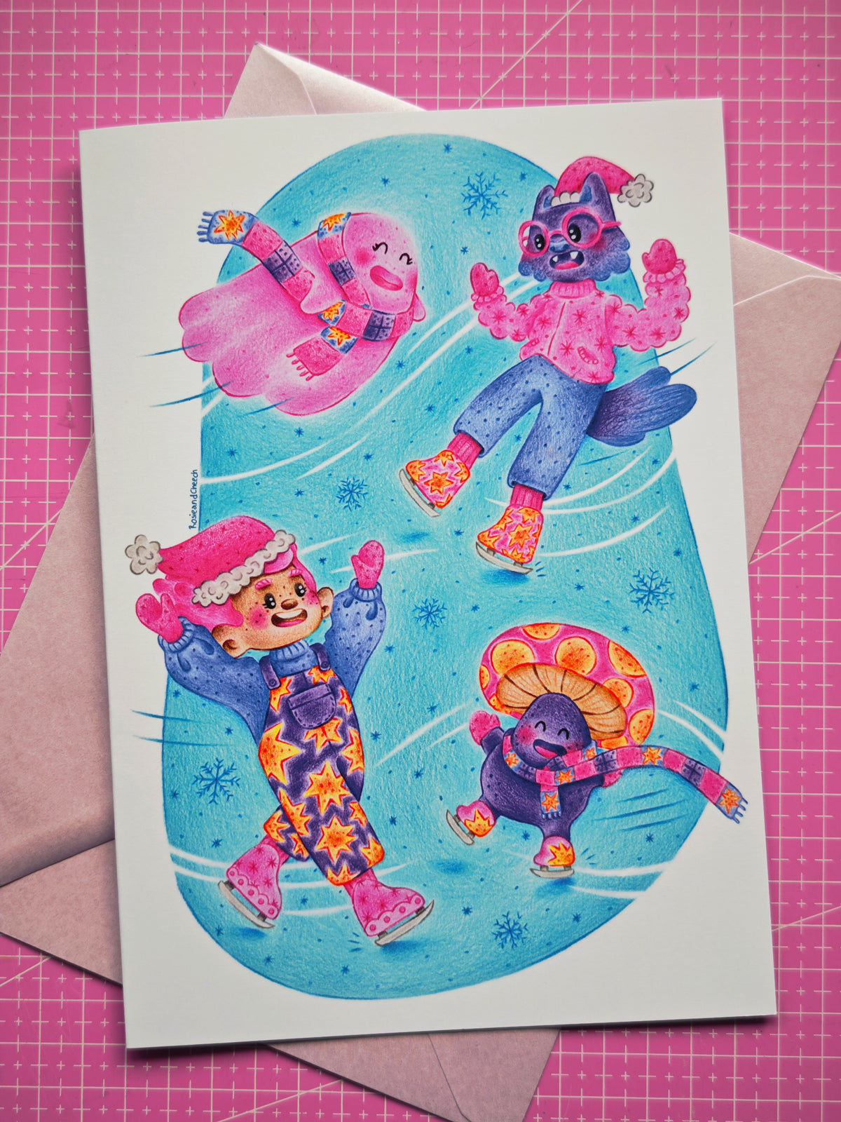 Ice skating Xmas card