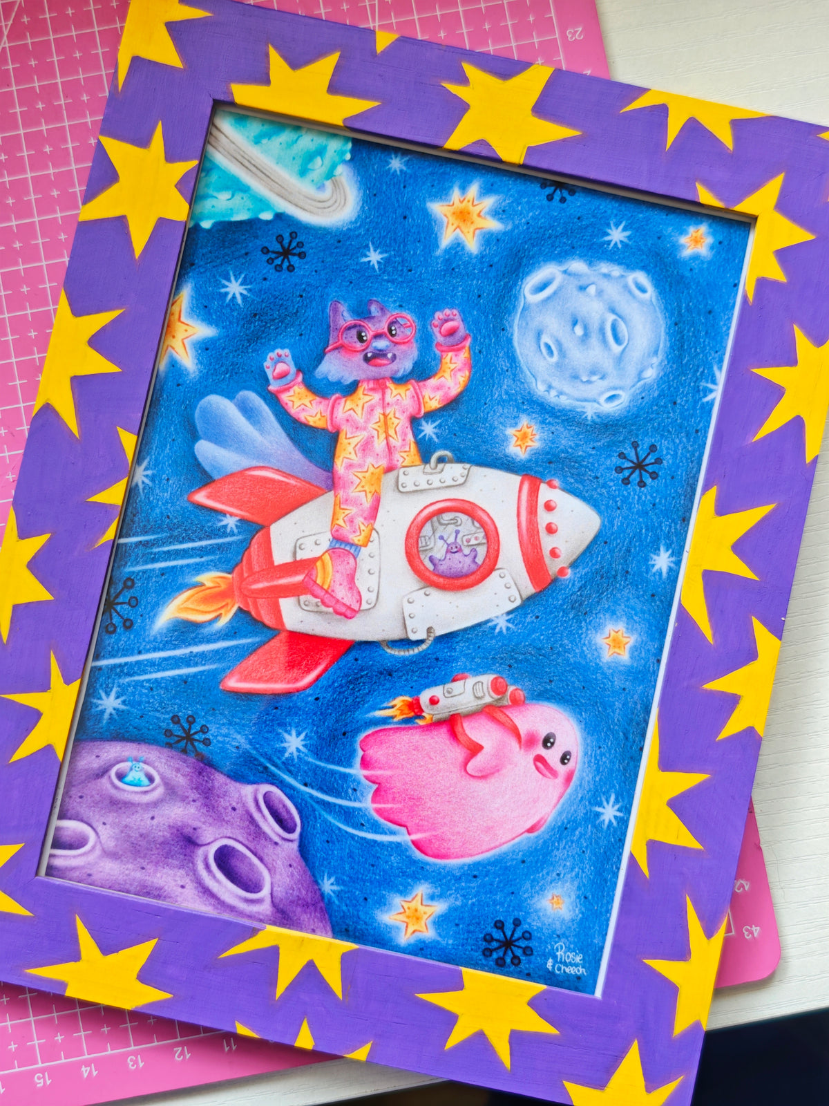 Space Quest One - Signed Art Print in Hand Painted Frame | 5x7"