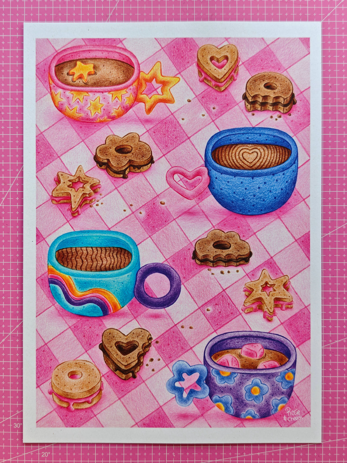 Tea And Bikkies - Signed Art Print | A4