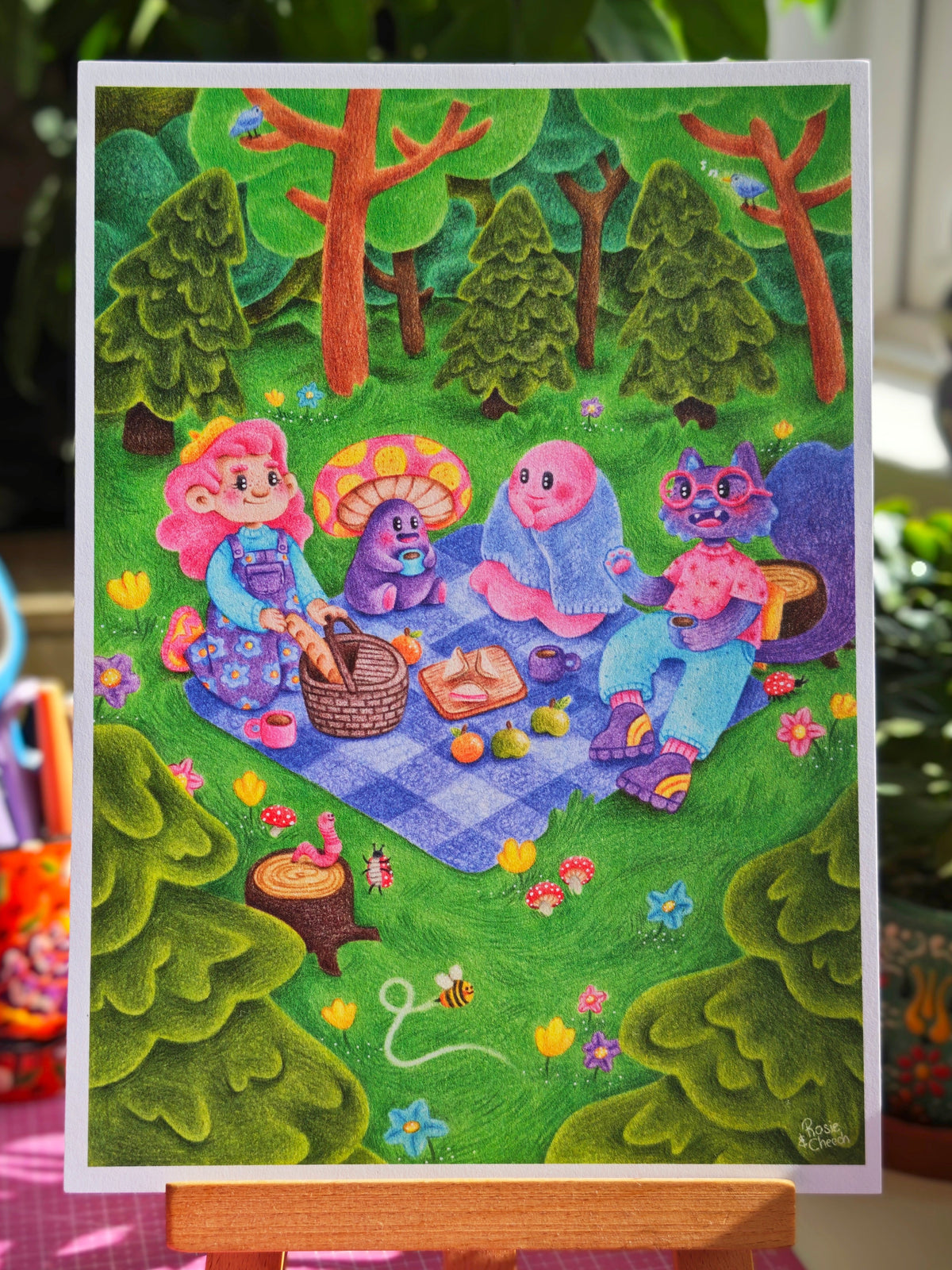 Woodland Picnic - Signed Art Print | A4 / A3