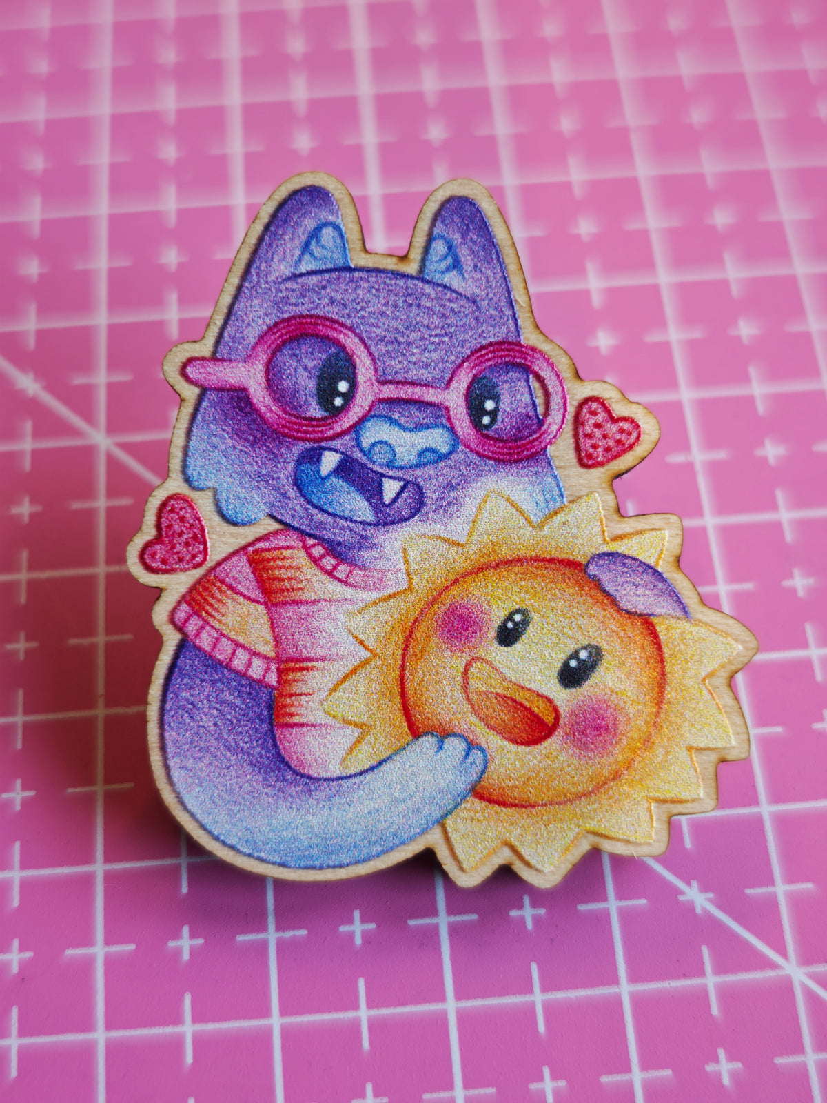 Wooden Cheech Cat and Sun Pin