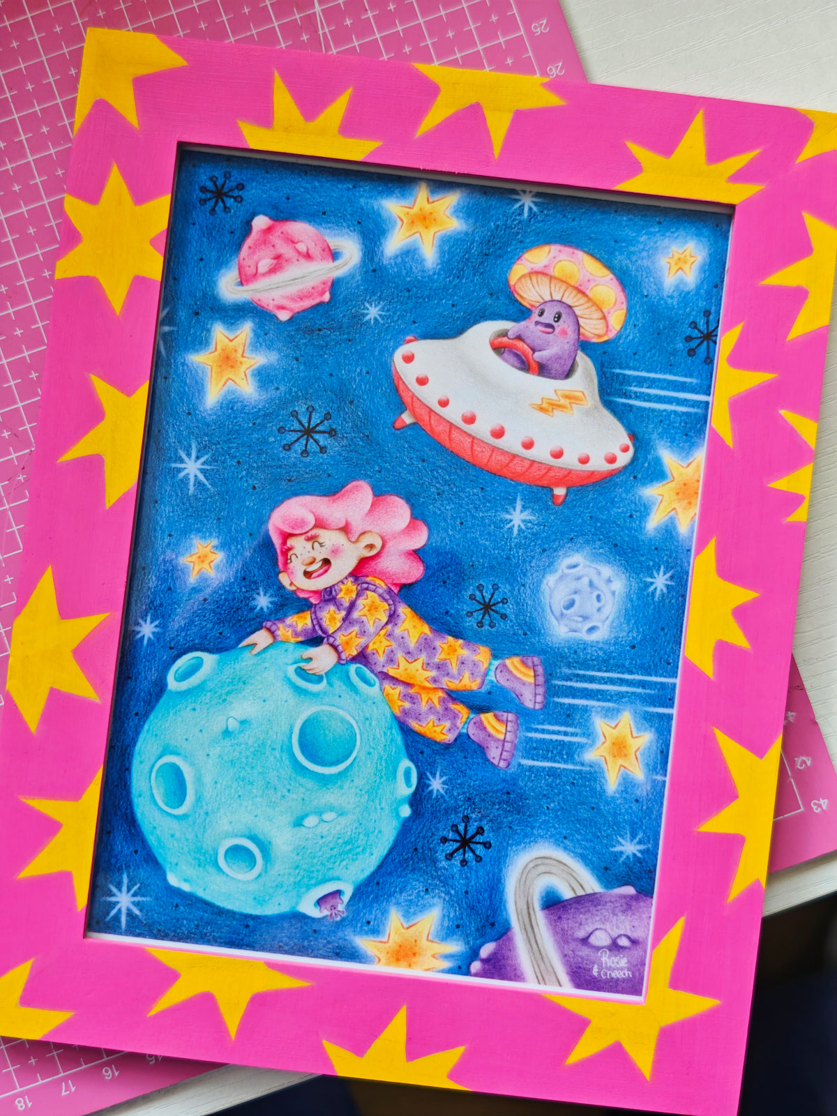 Space Quest Two - Signed Art Print in Hand Painted Frame | 5x7"