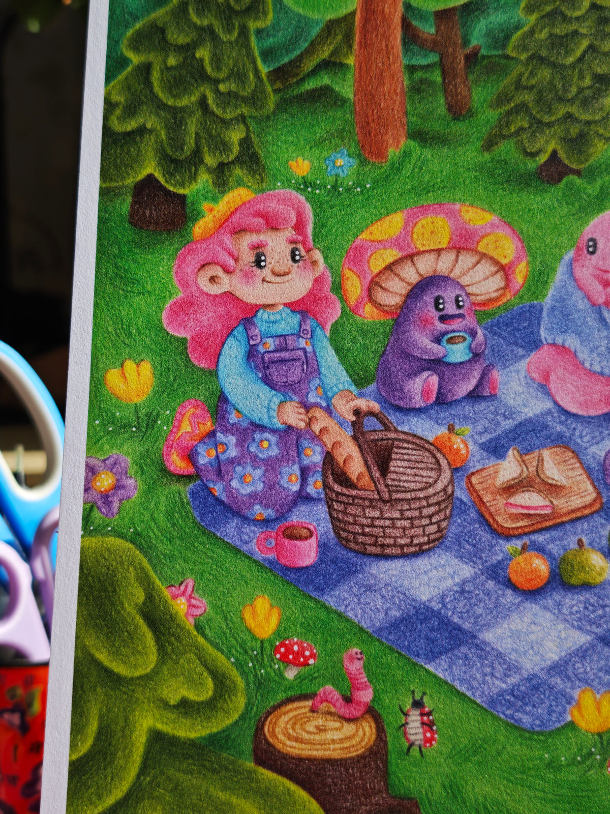 Woodland Picnic - Signed Art Print | A4 / A3